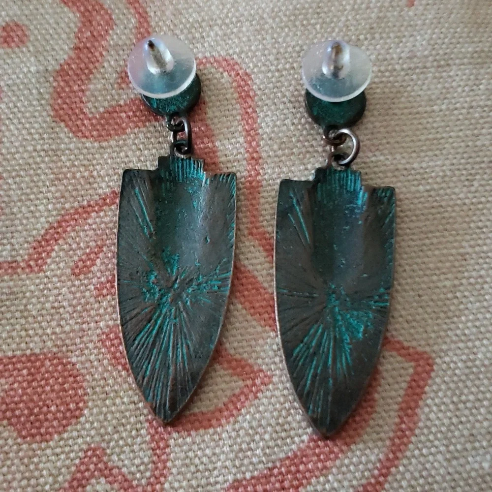 Tribal Arrow Earrings Native American Arrowhead Style - Picture 6 of 9